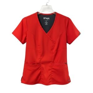 Greys Anatomy Women’s Red V-Neck Scrub Top XS